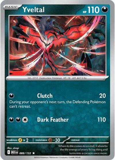 Yveltal (ME01: Mega Evolution) Near Mint Reverse Holofoil - Nick Nack's Full Frontal Attack