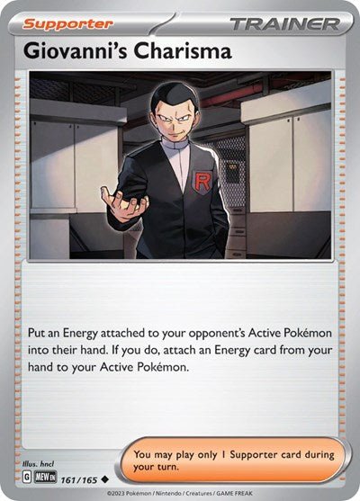 Giovanni's Charisma - 161 (Scarlet and Violet: 151) Near Mint Reverse Holofoil - Nick Nack's Full Frontal Attack
