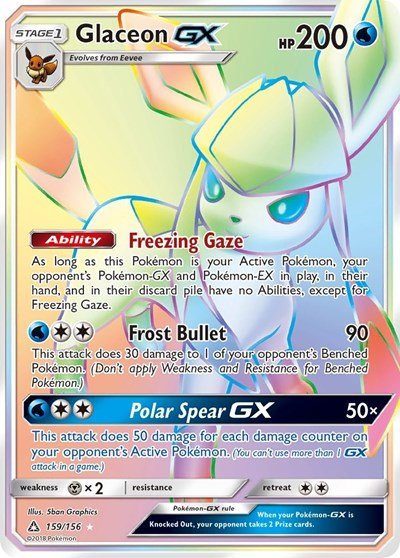 Glaceon GX (Secret Rare) (SM - Ultra Prism) Near Mint Holofoil - Nick Nack's Full Frontal Attack