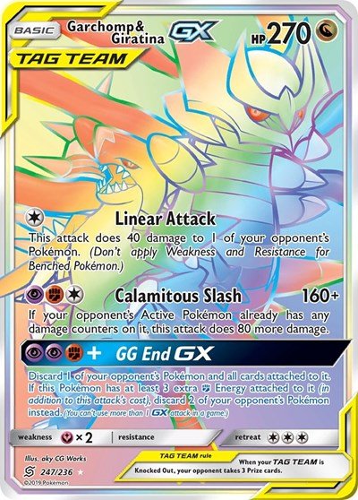 Garchomp & Giratina GX (Secret) (SM - Unified Minds) Near Mint Holofoil - Nick Nack's Full Frontal Attack