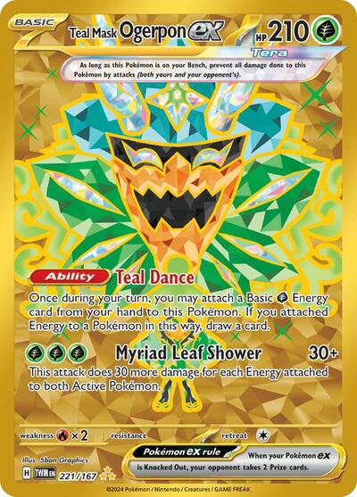 Teal Mask Ogerpon ex - 221 (SV06: Twilight Masquerade) Near Mint Holofoil - Nick Nack's Full Frontal Attack
