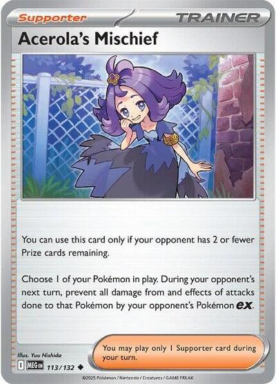 Acerola's Mischief - 113 (ME01: Mega Evolution) Near Mint Reverse Holofoil - Nick Nack's Full Frontal Attack