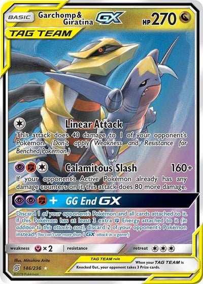 Garchomp & Giratina GX (SM - Unified Minds) Heavy Play Holofoil - Nick Nack's Full Frontal Attack