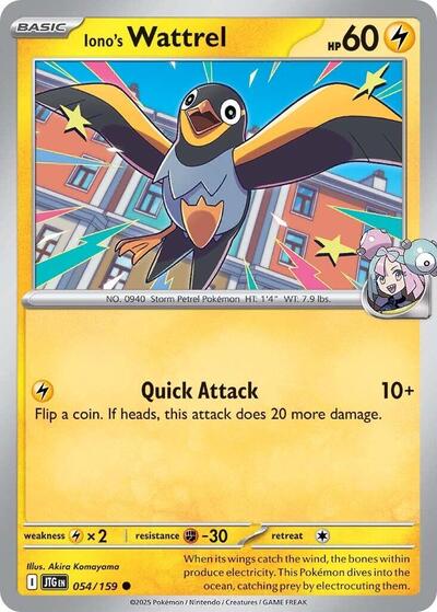 Iono's Wattrel (SV09: Journey Together) Near Mint Reverse Holofoil - Nick Nack's Full Frontal Attack