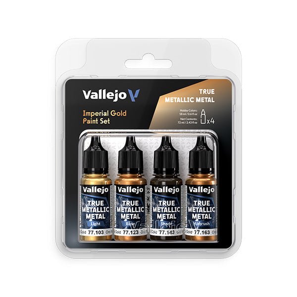 Vallejo True Metallic Metal Set: Imperial Gold (4 Color Set) 18 ml. - Nick Nack's Full Frontal Attack