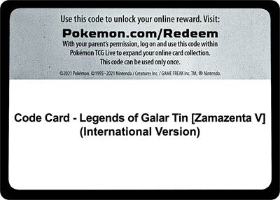 Code Card - Legends of Galar Tin (Zamazenta V) (International Version) (SWSH02: Rebel Clash) Near Mint