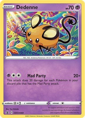 Dedenne - SWSH080 (SWSH: Sword & Shield Promo Cards) Near Mint Holofoil - Nick Nack's Full Frontal Attack