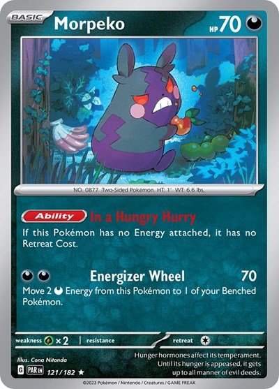 Morpeko - 121 (Scarlet and Violet: Paradox Rift) Near Mint Holofoil - Nick Nack's Full Frontal Attack