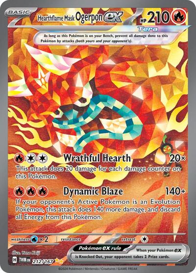Hearthflame Mask Ogerpon ex - 212 (SV06: Twilight Masquerade) Near Mint Holofoil - Nick Nack's Full Frontal Attack