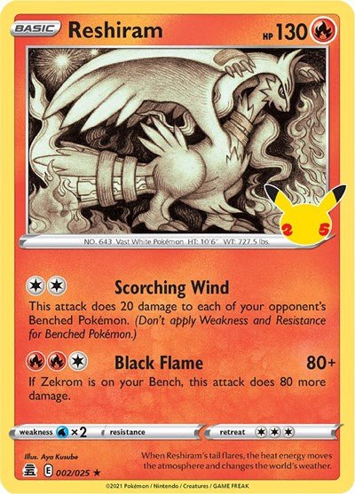 Reshiram (Celebrations) Near Mint Holofoil - Nick Nack's Full Frontal Attack