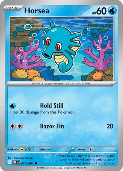 Horsea - 010 (SV: Shrouded Fable) Near Mint Reverse Holofoil - Nick Nack's Full Frontal Attack
