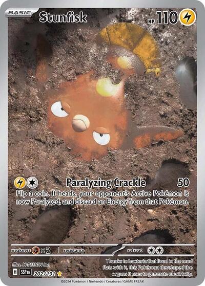 Stunfisk - 202 (SV08: Surging Sparks) Near Mint Holofoil