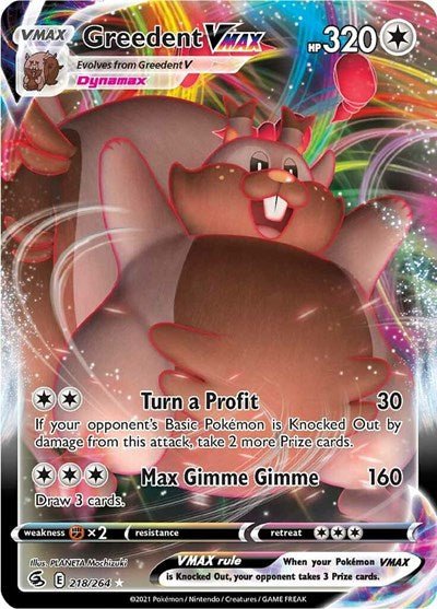 Greedent VMAX (SWSH08: Fusion Strike) Near Mint Holofoil - Nick Nack's Full Frontal Attack