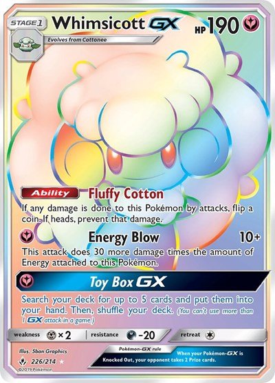 Whimsicott GX (Secret) (SM - Unbroken Bonds) Near Mint Holofoil - Nick Nack's Full Frontal Attack