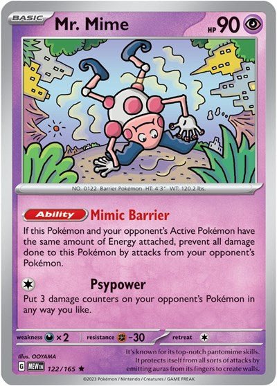 Mr. Mime - 122 (Scarlet and Violet: 151) Near Mint Reverse Holofoil - Nick Nack's Full Frontal Attack