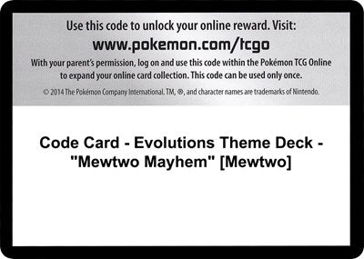 Code Card - Evolutions Theme Deck - Mewtwo Mayhem (Mewtwo) (XY - Evolutions) Near Mint