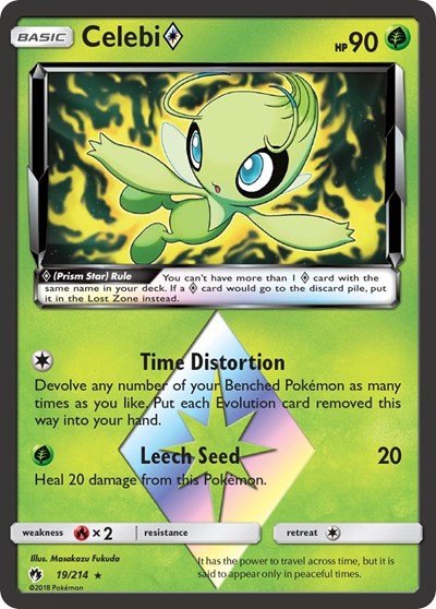 Celebi Prism Star (SM - Lost Thunder) Near Mint Holofoil - Nick Nack's Full Frontal Attack
