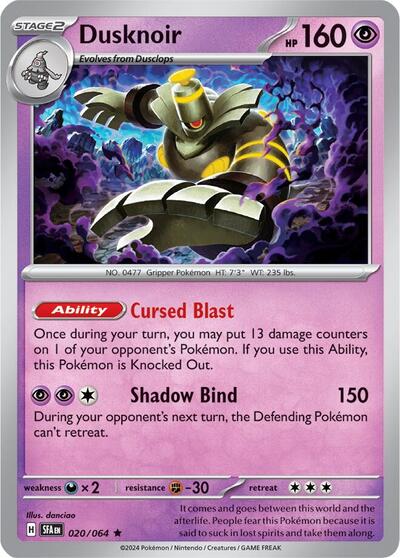Dusknoir - 020 (SV: Shrouded Fable) Near Mint Reverse Holofoil - Nick Nack's Full Frontal Attack
