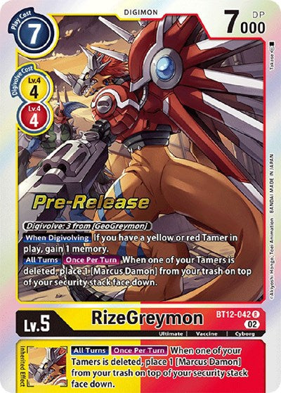 RizeGreymon (Across Time Pre-Release Cards) Near Mint Foil