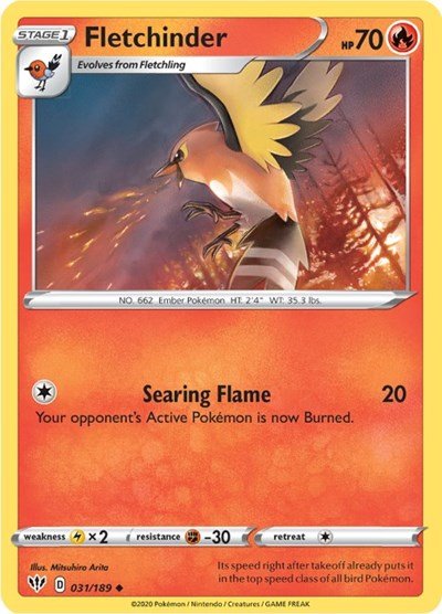 Fletchinder (SWSH03: Darkness Ablaze) Near Mint - Nick Nack's Full Frontal Attack