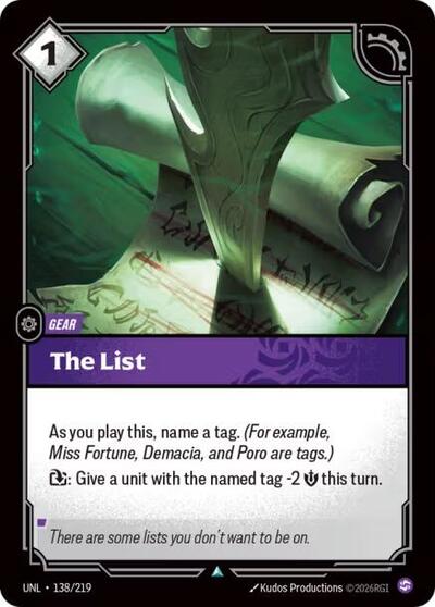 The List (Unleashed) Near Mint