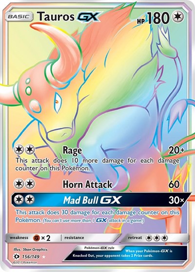 Tauros GX (Secret) (SM Base Set) Near Mint Holofoil