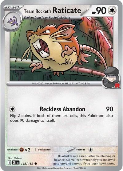 Team Rocket's Raticate - 148 (SV10: Destined Rivals) Near Mint Reverse Holofoil - Nick Nack's Full Frontal Attack