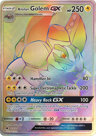 Alolan Golem GX (Secret) (SM - Crimson Invasion) Near Mint Holofoil