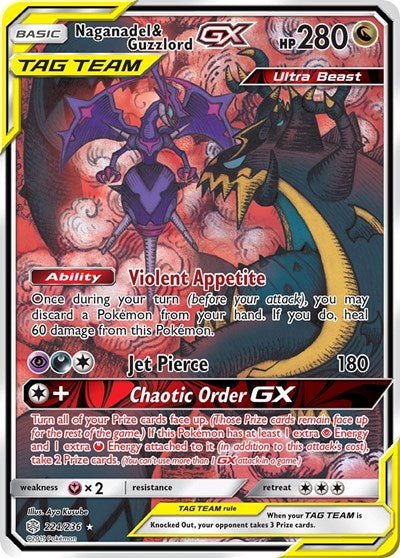 Naganadel & Guzzlord GX (Alternate Full Art) (SM - Cosmic Eclipse) Near Mint Holofoil - Nick Nack's Full Frontal Attack
