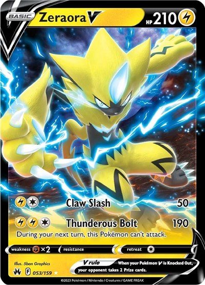 Zeraora V (Crown Zenith) Near Mint Holofoil - Nick Nack's Full Frontal Attack