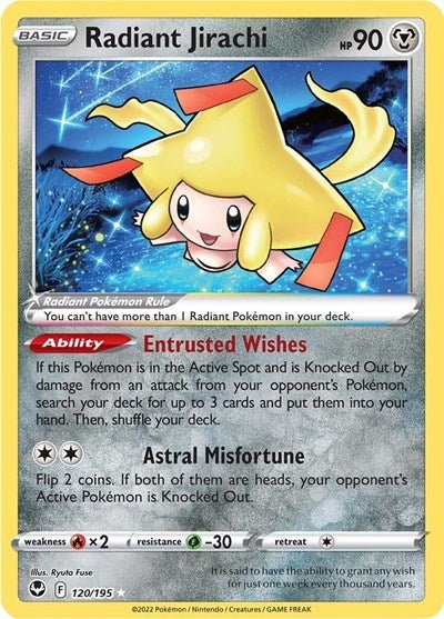 Radiant Jirachi (SWSH12: Silver Tempest) Near Mint Holofoil - Nick Nack's Full Frontal Attack