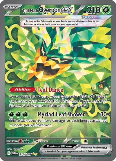 Teal Mask Ogerpon ex - 211 (SV06: Twilight Masquerade) Near Mint Holofoil - Nick Nack's Full Frontal Attack