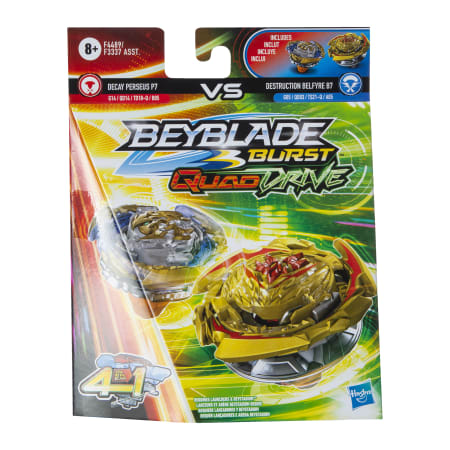 Beyblade Burst Quad Drive 2-Pack Gilded Nemesis N7 & Salvage Valtryek Rashad V7
