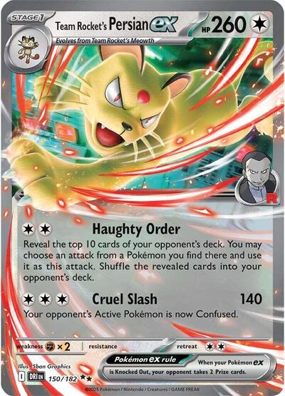 Team Rocket's Persian ex - 150 (SV10: Destined Rivals) Near Mint Holofoil - Nick Nack's Full Frontal Attack