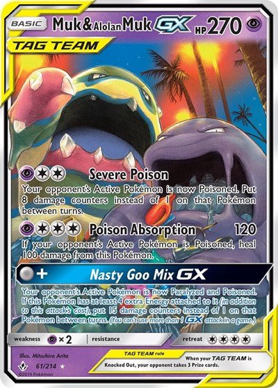 Muk & Alolan Muk GX (SM - Unbroken Bonds) Near Mint Holofoil - Nick Nack's Full Frontal Attack
