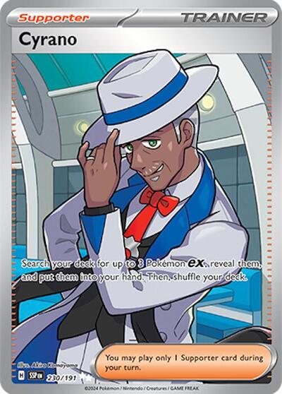 Cyrano - 230 (SV08: Surging Sparks) Near Mint Holofoil - Nick Nack's Full Frontal Attack