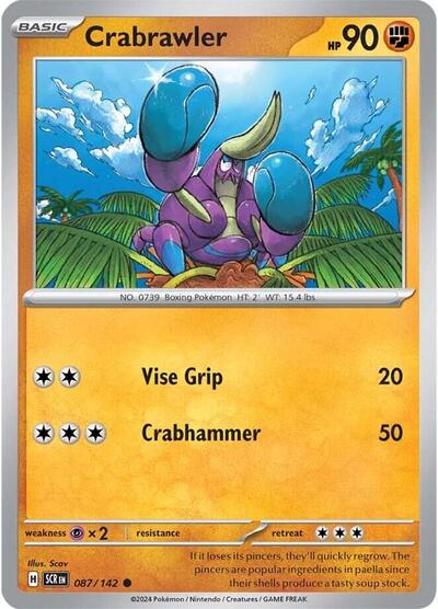 Crabrawler (SV07: Stellar Crown) Near Mint Reverse Holofoil - Nick Nack's Full Frontal Attack