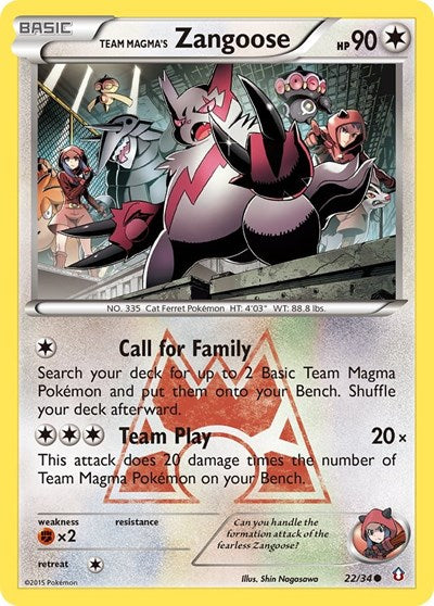 Team Magma's Zangoose (Double Crisis) Near Mint Reverse Holofoil