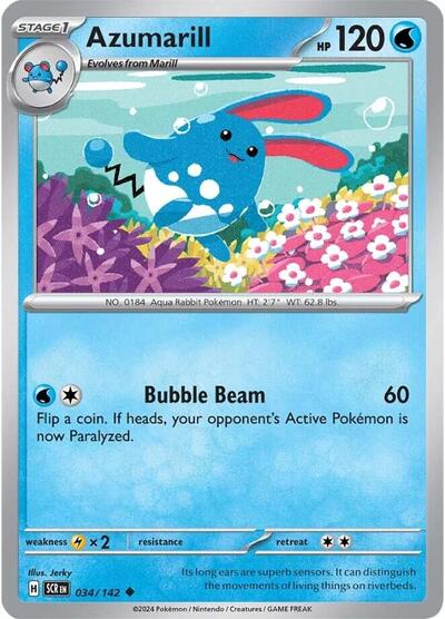 Azumarill (SV07: Stellar Crown) Near Mint Reverse Holofoil - Nick Nack's Full Frontal Attack
