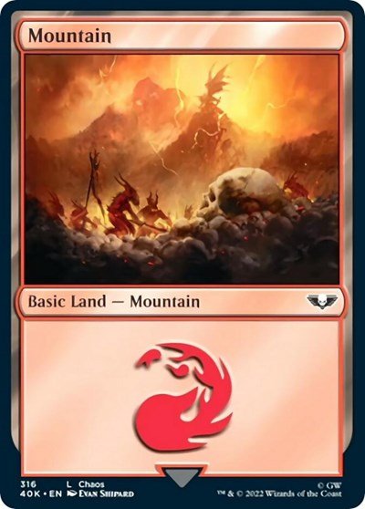 Mountain (316) (Surge Foil) (Universes Beyond: Warhammer 40K) Near Mint Foil - Nick Nack's Full Frontal Attack