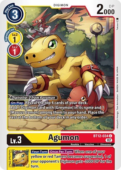 Agumon BT12 - 034 (Across Time) Near Mint - Nick Nack's Full Frontal Attack