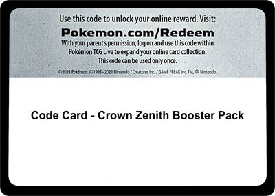 Code Card - Crown Zenith Booster Pack (Crown Zenith) Near Mint