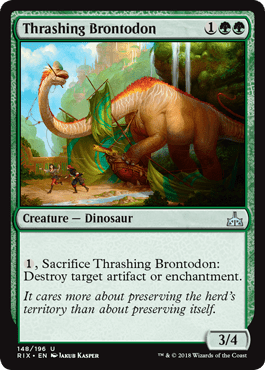 Thrashing Brontodon (Rivals of Ixalan) Near Mint - Nick Nack's Full Frontal Attack