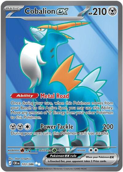 Cobalion ex - 103 (ME04: Chaos Rising) Near Mint Holofoil - Nick Nack's Full Frontal Attack