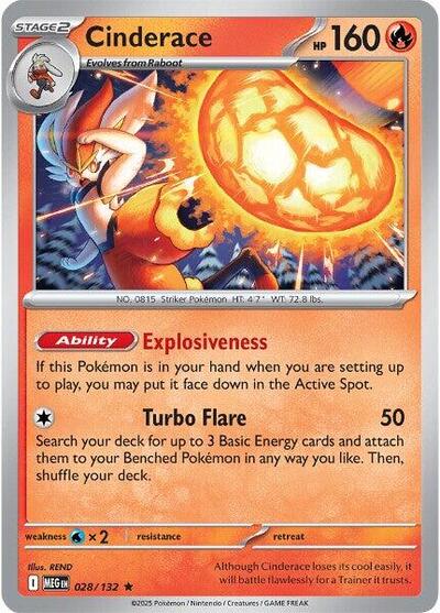 Cinderace (ME01: Mega Evolution) Near Mint Reverse Holofoil - Nick Nack's Full Frontal Attack