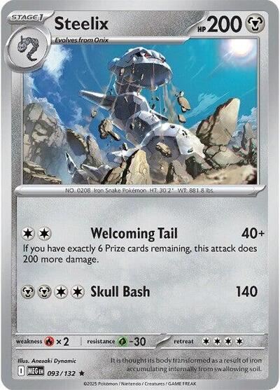 Steelix - 093 (ME01: Mega Evolution) Light Play Reverse Holofoil - Nick Nack's Full Frontal Attack