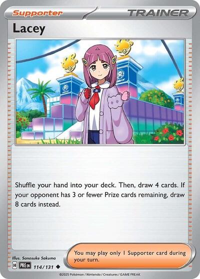 Lacey - 114 (SV: Prismatic Evolutions) Near Mint - Nick Nack's Full Frontal Attack