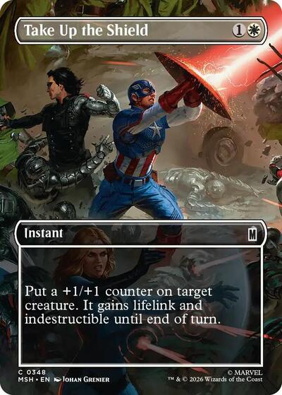 Take Up the Shield (Borderless) (Marvel Super Heroes) Near Mint Foil
