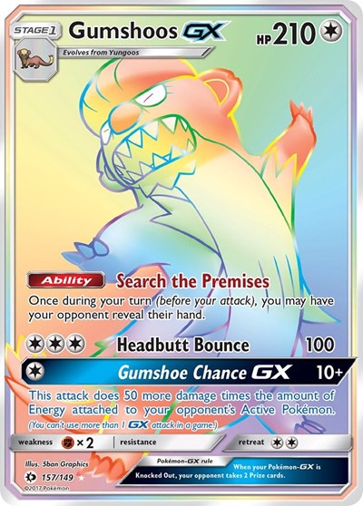 Gumshoos GX (Secret) (SM Base Set) Near Mint Holofoil
