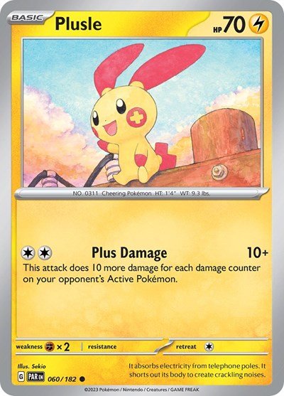 Plusle - 060 (Scarlet and Violet: Paradox Rift) Near Mint - Nick Nack's Full Frontal Attack